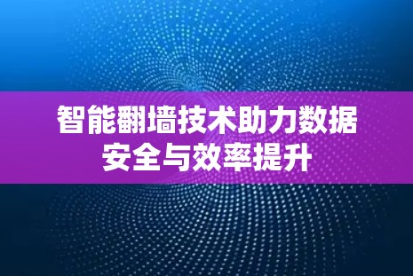 智能翻墙技术助力数据安全与效率提升 智能翻墙技术助力数据安全与效率提升