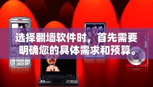 选择翻墙软件时,首先需要明确您的具体需求和预算。以下是一步步的建议 选择翻墙软件时,首先需要明确您的具体需求和预算。以下是一步步的建议